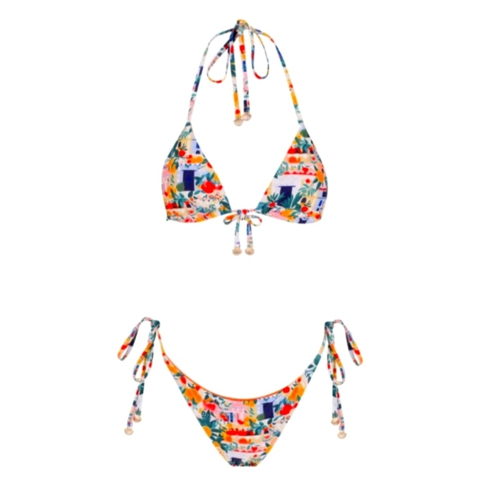 Escape to Paradise Triangle Bikini in Multicolor Floral Print B36
